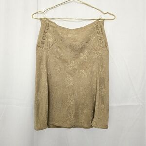 ROUJE Paris Alexandre Khaki Beige Gold Jacquard Mini Skirt A-line Silhouette US6